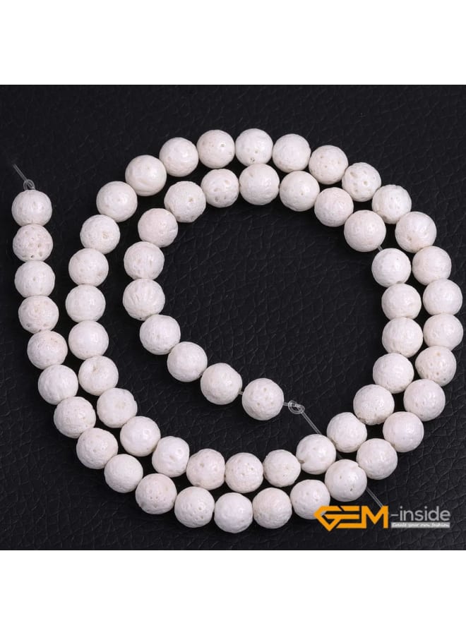 خرز مرجاني لصنع المجوهرات أحجار كريمة أصلية فضفاضة خرز كريستالي طبيعي قوة حجر الطاقة للبالغين 15 بوصة (مرجان أبيض كريمي، 6 مم) - Image 2