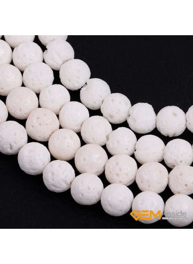 خرز مرجاني لصنع المجوهرات أحجار كريمة أصلية فضفاضة خرز كريستالي طبيعي قوة حجر الطاقة للبالغين 15 بوصة (مرجان أبيض كريمي، 6 مم) - Image 4