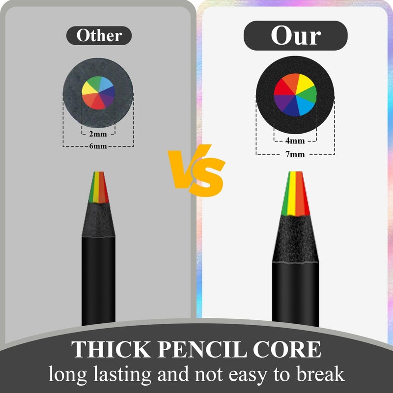 Aenir Valentines Day Gifts for Kids, 7 Color in 1 Rainbow Pencils for Kids, 12 Pack Rainbow Colored Pencil for Adult Coloring, Multicolor Pencil for Valentineâ€™s Day, Easter Gifts, Art Supplies - Image 4