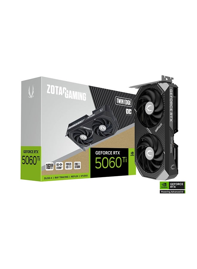 ZOTAC GAMING GeForce RTX 5060 Ti Twin Edge OC 16GB GDDR7 Graphics Card – DLSS 4, Ray Tracing, PCIe 5.0 x8, 128-Bit, 28Gbps, IceStorm 2.0 Dual Fan Cooling, HDMI 2.1b & DisplayPort 2.1, Compact SFF Design, Overclocked Edition, 4608 CUDA Cores, 2602 MHz Boost Clock, 8K Ready | ZT-B50620H-10M