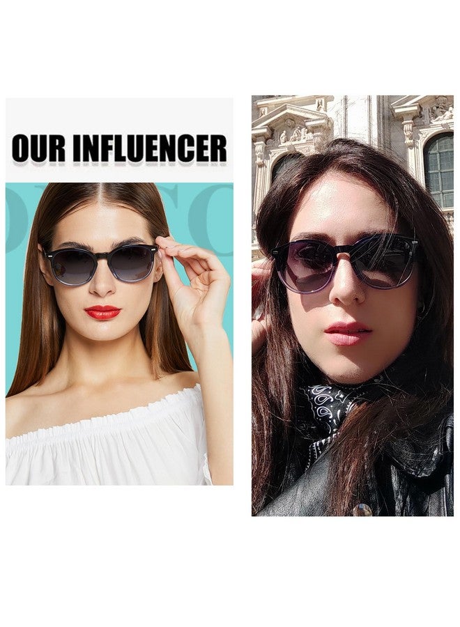 Duco Retro Round Uv400 Polarized Sunglasses For Women Men Vintage Shades Classic Acetate Trendy Fashion Sunglass Dc1230 (Dark Blue Frame Blue Lens) - Image 2