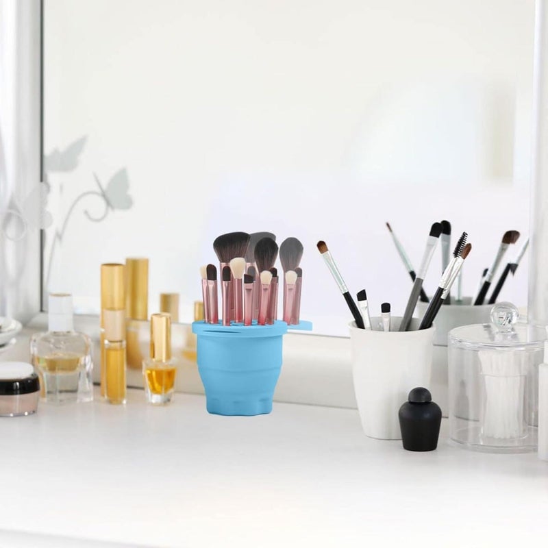 POPLEY 2 in 1 Brush Cleaning Mat with Brush Drying Holder Make Up Brush Cleaning Bowl Cosmetic Brush Washing Tool for Makeup Brush Sponge Powder Puff multicolorPack of 1 - Image 2