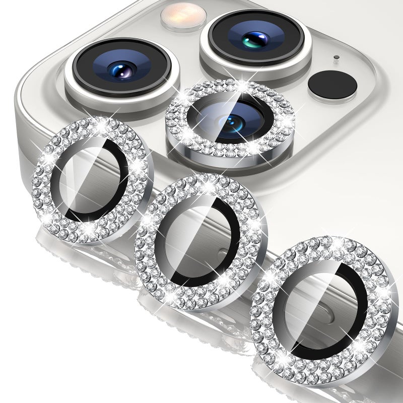 Tensea for iPhone 15 Pro/iPhone 15 Pro Max Camera Lens Protector Bling, Tempered Glass Screen Protector Protection Camera Cover Diamond Metal Individual Ring for 15 Pro 6.1" /15 Pro Max 6.7" 2023 - Image 1