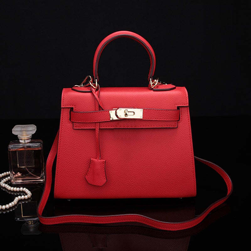 Big Brand New Kelly Bag Palm Print Fashion Leather Women'S Bag Cowhide Shoulder Slung Handbag Bag - Image 5