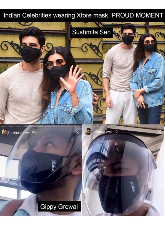 XTORE N95 Fda Ce Certified Antipollution Cotton Mask ; Reusable ; Washable (Pack Of 5 Mask 5 Filters Cloud Grey) - Image 4