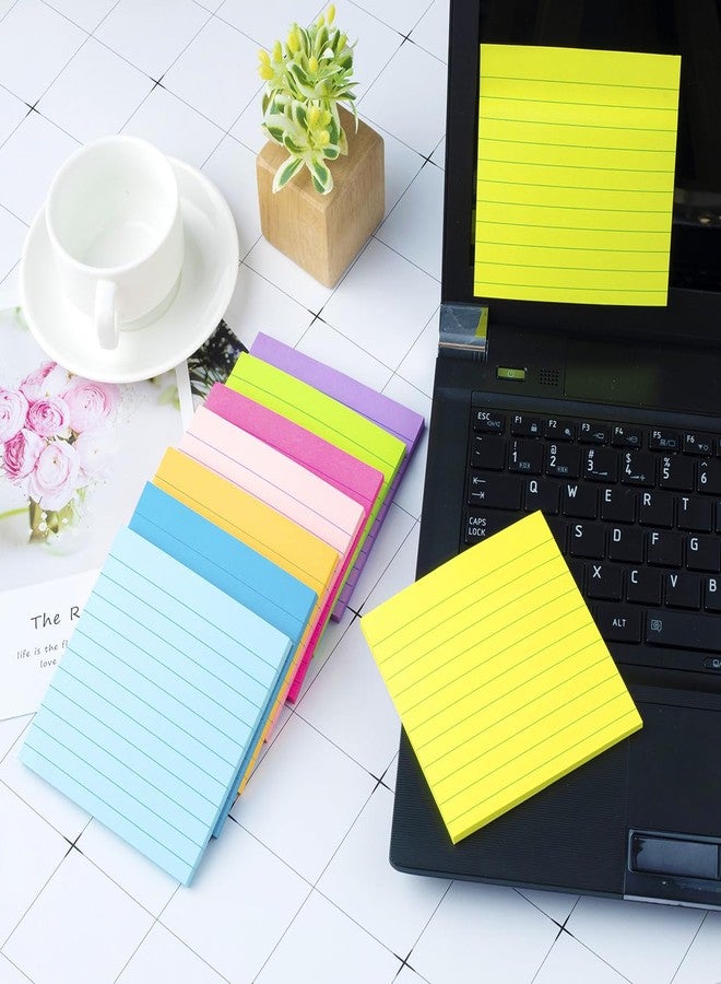Kozerite (8 Pack) Lined Sticky Notes 4x4 Bright Stickies Colorful Super Sticking Power Memo Pads, 8 Colors, Strong Adhesive - Image 5