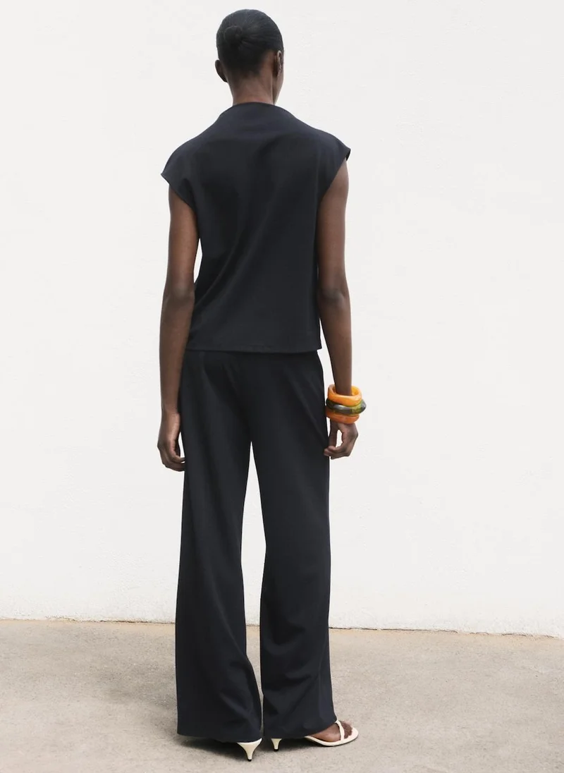 مانجو T-Shirt With Gathered Asymmetrical Neck