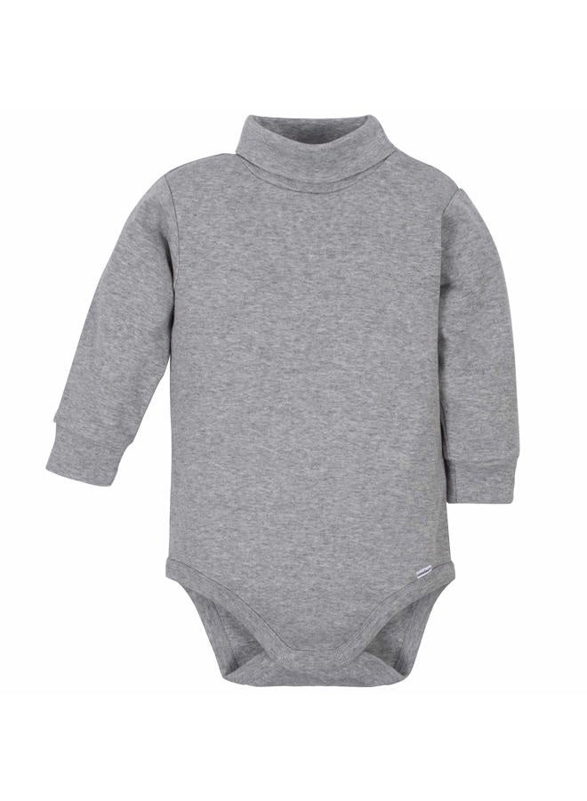 Gerber Baby Boys 2-pack Long Sleeve Turtleneck Onesies Bodysuits Footie, Gray, 6 Months US, Gray, 6 Months - Image 3