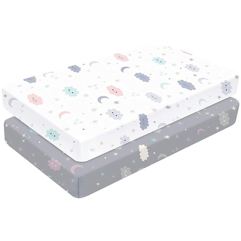 YOOFOSS Yoofoss Baby Crib Sheets for Boys Girls Fitted Crib Sheet 2 Pack for Standard Crib and Toddler Mattress Super Soft Microfiber Baby Sheet 28x52x8inCloud