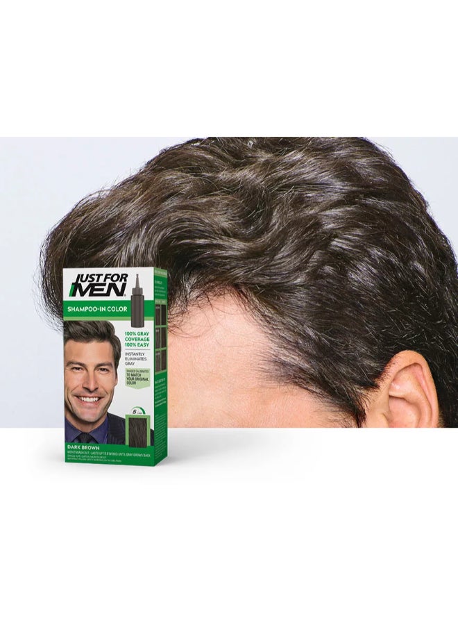 Just For Men Hair Color For Men – Dark Brown, H-47, Quick-Apply Hair Dye With Biotin, Aloe, And Coconut Oil For Nourished, Natural-Looking Hair - Image 2