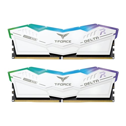 TEAMGROUP TForce Delta RGB DDR5 Ram 64GB 2x32GB 6000MHz PC548000 CL38 Intel XMP 30 AMD Expo Compatible Desktop Memory Module Ram White FF4D564G6000HC38GDC01 - Image 1