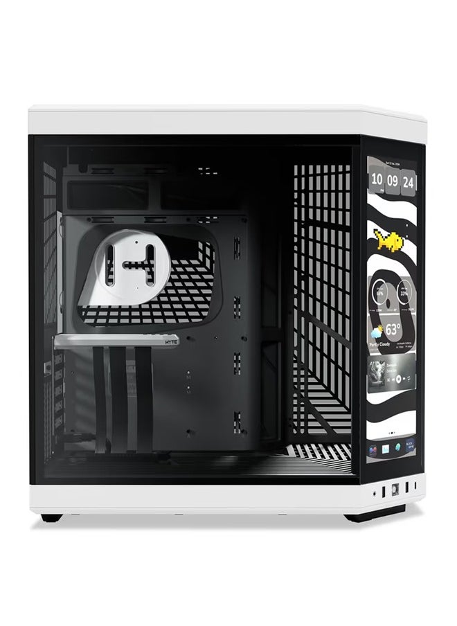 هايت علبة الألعاب Y70 Touch Infinite Gaming Case (إصدار باندا) - علبة ألعاب كمبيوتر Y70 Touch Infinite (إصدار باندا) - علبة ألعاب كمبيوتر ATX ذات الزجاج البانورامي المزدوج الحديث ذات الغرفة المزدوجة ذات التصميم الجمالي الحديث مع شاشة لمس مدمجة مقاس 14.5 بوصة وكابل ناهض PCIE 4.0  - Image 3