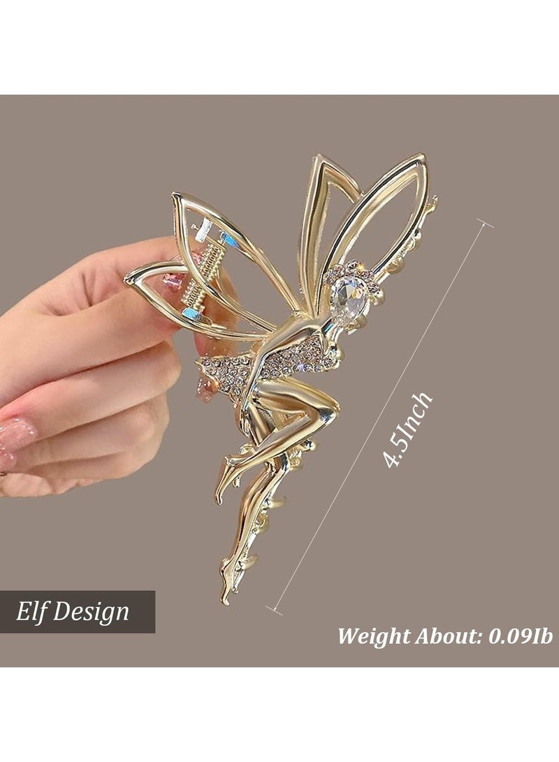 Goolsky Elegant Large-Inspired Hair Claw Clip with Pearl Tassel - Chic Alloy Shark Clamp, Sparkling Crystal Accents for Thick Hair, Ideal Birthday Gift - Image 2