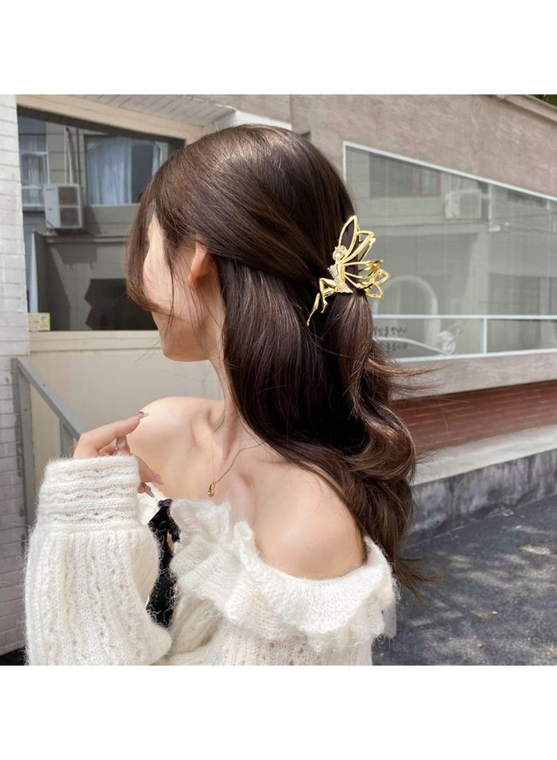 Goolsky Elegant Large-Inspired Hair Claw Clip with Pearl Tassel - Chic Alloy Shark Clamp, Sparkling Crystal Accents for Thick Hair, Ideal Birthday Gift - Image 4