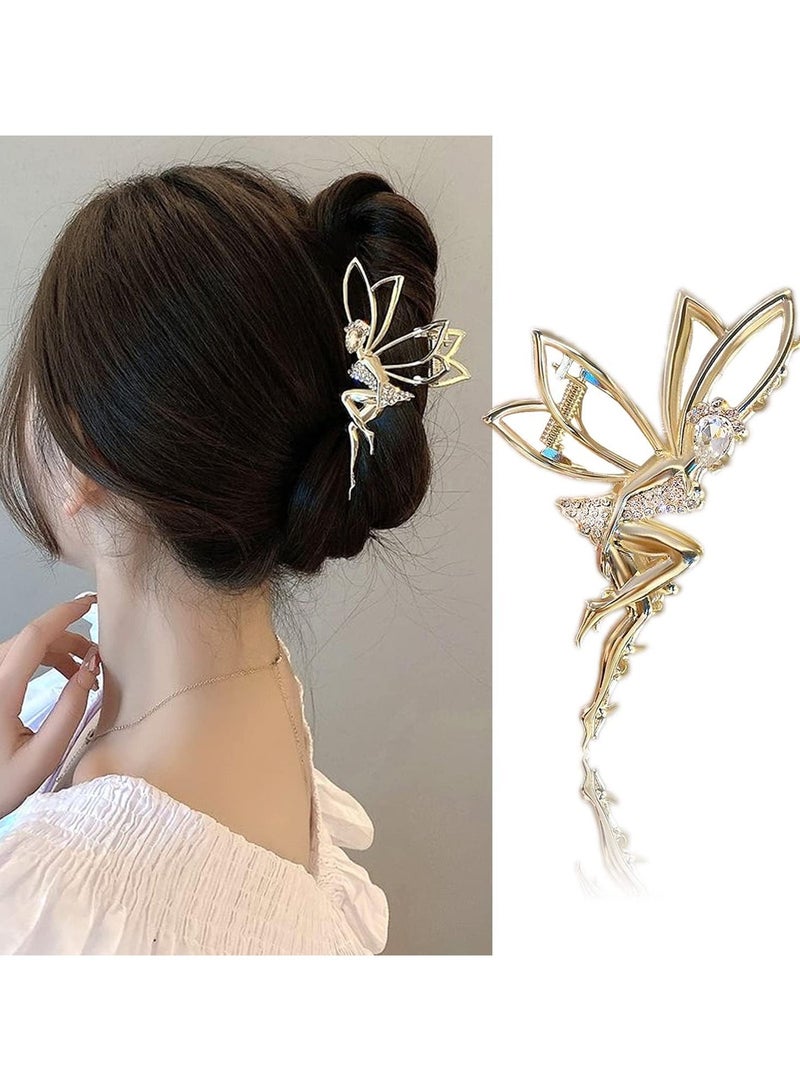 Goolsky Elegant Large-Inspired Hair Claw Clip with Pearl Tassel - Chic Alloy Shark Clamp, Sparkling Crystal Accents for Thick Hair, Ideal Birthday Gift - Image 1