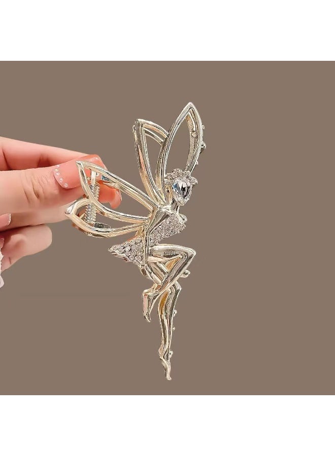 Goolsky Elegant Large-Inspired Hair Claw Clip with Pearl Tassel - Chic Alloy Shark Clamp, Sparkling Crystal Accents for Thick Hair, Ideal Birthday Gift - Image 5