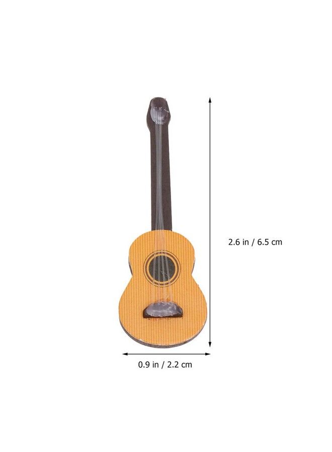 Healifty Base Guitar 2Pcs Wooden Miniature Guitar Dollhouse Mini Musical Instrument Photo Props Doll House Model Home Decoration - Image 3