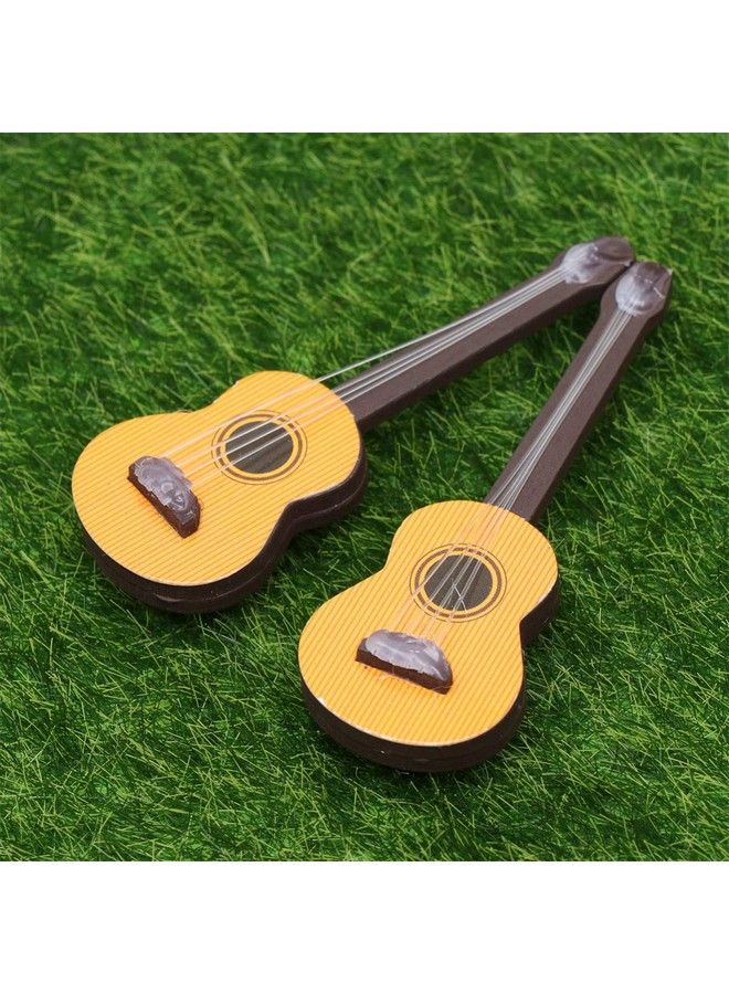 Healifty Base Guitar 2Pcs Wooden Miniature Guitar Dollhouse Mini Musical Instrument Photo Props Doll House Model Home Decoration - Image 5