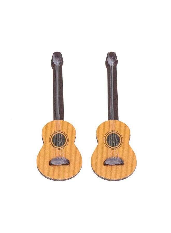 Healifty Base Guitar 2Pcs Wooden Miniature Guitar Dollhouse Mini Musical Instrument Photo Props Doll House Model Home Decoration - Image 1
