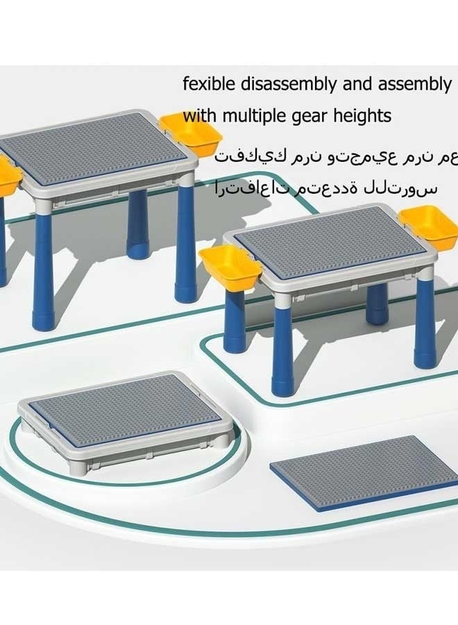 All-in-One Multi Activity Building Block Table Set Kids Multi-Functional Educational Study Block Table with Chairs and 600 Pcs Blocks Building Blocks for 3-12 Years Old Kids Toys - Image 2