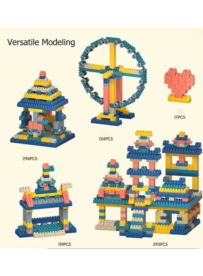 All-in-One Multi Activity Building Block Table Set Kids Multi-Functional Educational Study Block Table with Chairs and 600 Pcs Blocks Building Blocks for 3-12 Years Old Kids Toys - Image 3