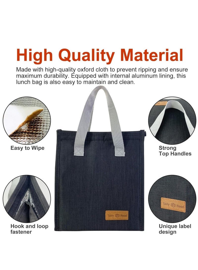 HaHaHai Lunch Bag, Insulated Lunch Bag for Women Men Kids, Reusable Insulated Lunch Bag, Leakproof Simple Bento Lunch Tote, Lunch Bag Insulated, for Office, Work, School, Picnic or Travel (Black) - Image 3