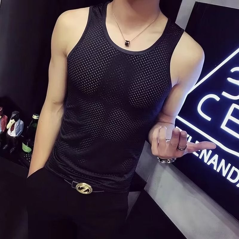 Generic Sleeveless Mens Sports Tank Top Summer Breathable Running Gym Vest White  - Image 5