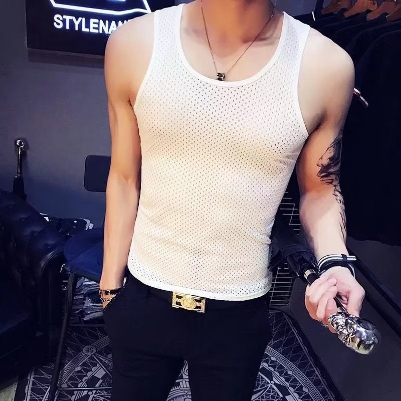 Generic Sleeveless Mens Sports Tank Top Summer Breathable Running Gym Vest White  - Image 1