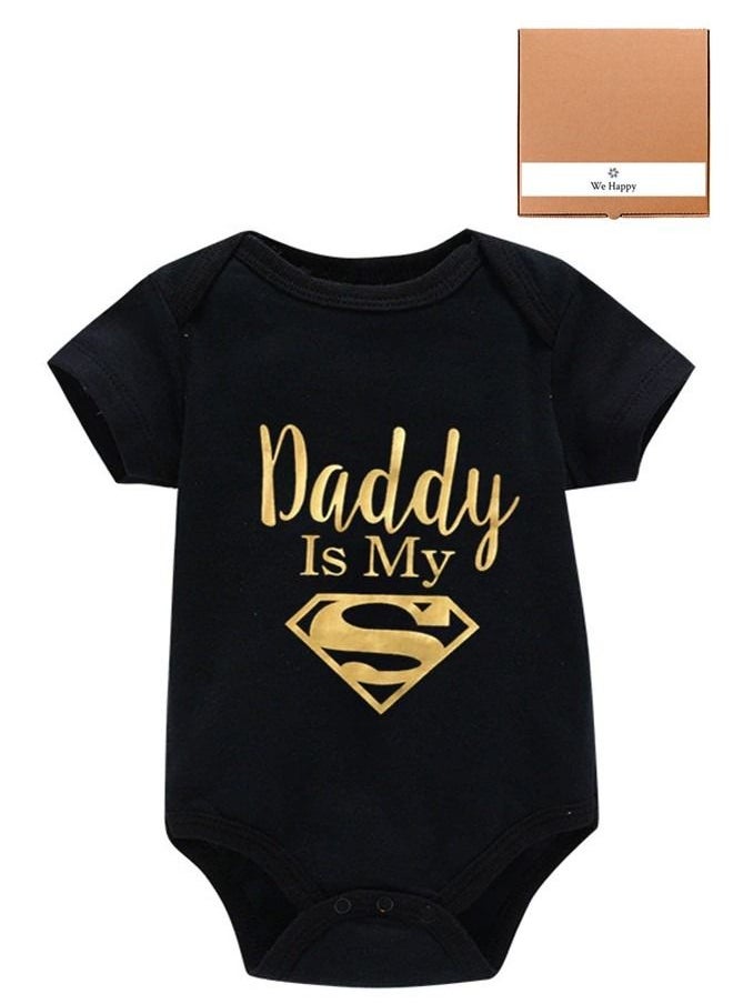 We Happy Daddy is my Super Baby Bodysuit Cute Romper Birthday Costume Dress  - Image 1