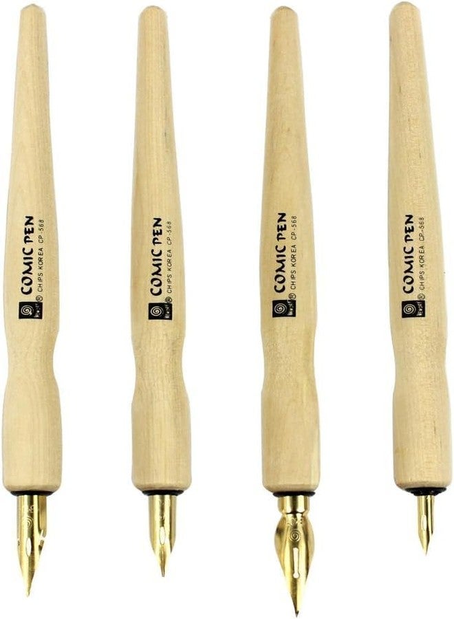 53 Arts Wooden Professional Manga Pen Dip Pen Set with 4 Nibs Manga Cartoon Comic Drawing Painting Kit - 4 Pcs - Image 5