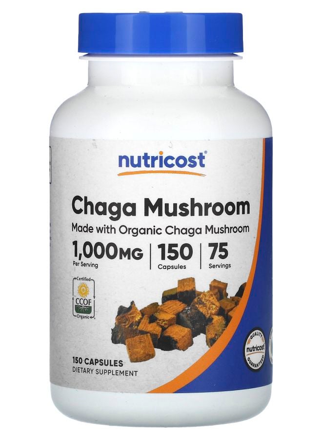 Nutricost Chaga Mushroom 1000 mg 150 Capsules (500 mg per Capsule)