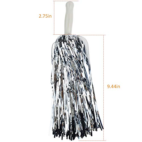 baotongle 12 PCS Cheerleading Squad Spirited Fun Poms Pompoms Cheer Costume Accessory for Party Dance Sports slivery - Image 3