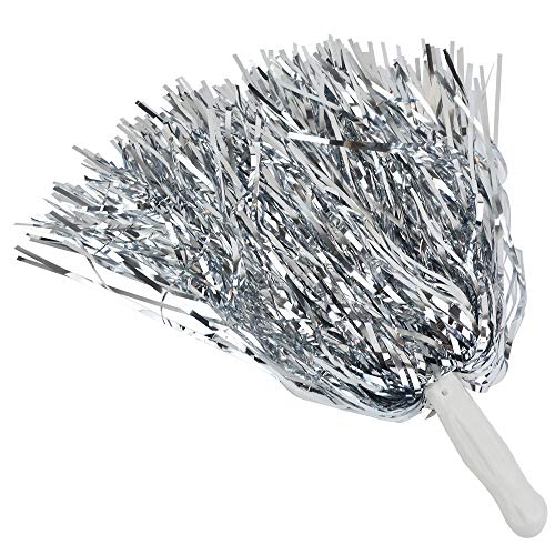 baotongle 12 PCS Cheerleading Squad Spirited Fun Poms Pompoms Cheer Costume Accessory for Party Dance Sports slivery - Image 1
