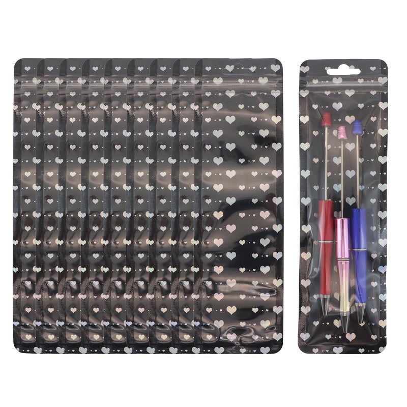manipepe 100 Pieces Pen Packaging Bags for Small Business, Resealable Ziplock Bag For Pens, Storage Bags for Packaging Jewelry, Cosmetic Brush, Lipgloss (2.5x8.5 inch) (black) - Image 1