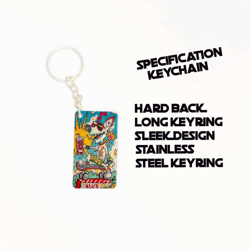 OUTFITQUE Premium Pack of 2 Anime259 Printed Long Keychain For Bike Scooty Car MDF Keyholder - Image 3