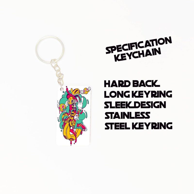 OUTFITQUE Premium Pack of 2 Anime259 Printed Long Keychain For Bike Scooty Car MDF Keyholder - Image 2