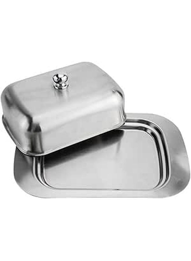 Stainless Steel Butter Dish With Lid Kitchen Countertop Storage And Serving Tray - Image 1