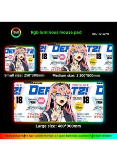 RGB Luminous Mouse Pad Computer Keyboard Hand-held Desktop Pad Oversized Game E-sports Pad Thickened Internet Cafe Table Pad-Color:300*800mm-Pattern:Upgraded Version Of Pickup Rhythm-lc679