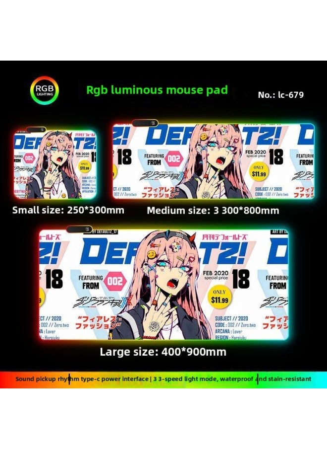 Generic - RGB Luminous Mouse Pad Computer Keyboard Hand-held Desktop Pad Oversized Game E-sports Pad Thickened Internet Cafe Table Pad-Color:300*800mm-Pattern:Upgraded Version Of Pickup Rhythm-lc679 - Image 1