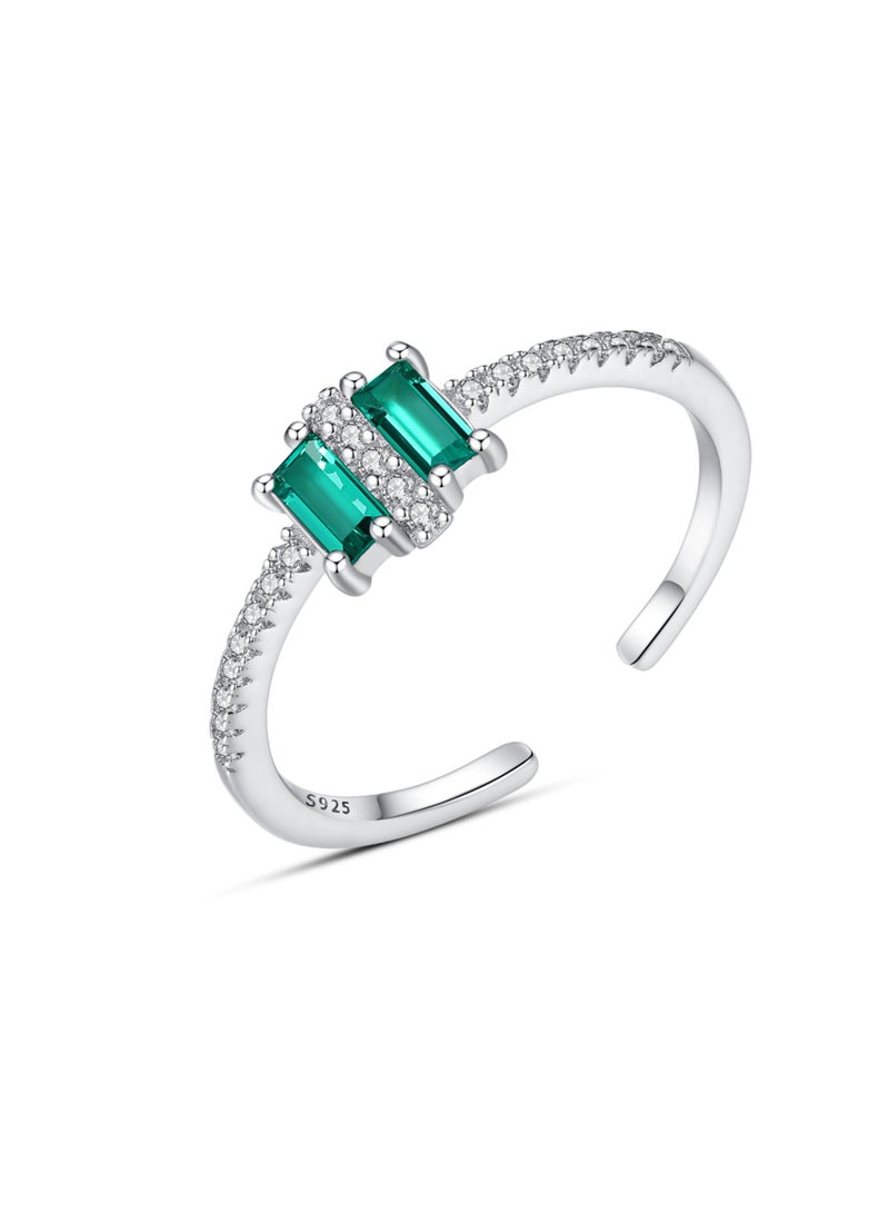 GEMMACRAFT Silver Jewellery Set –Cubic Zirconia Earrings & Resizable Ring - Image 2