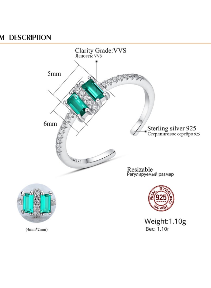 GEMMACRAFT Silver Jewellery Set –Cubic Zirconia Earrings & Resizable Ring - Image 4