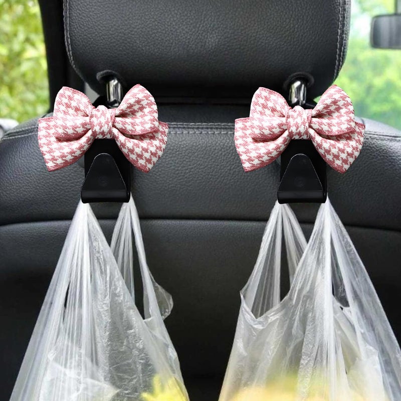 Mandark 2PCS Car Seat Headrest Hooks, Cute Bow Vehicle Hooks for Purses and Bags, Automotive Purse Hook Hanger Interior Decoration Accessories, Universal for SUV, Sedan, Truck (Pink/Small) - Image 4