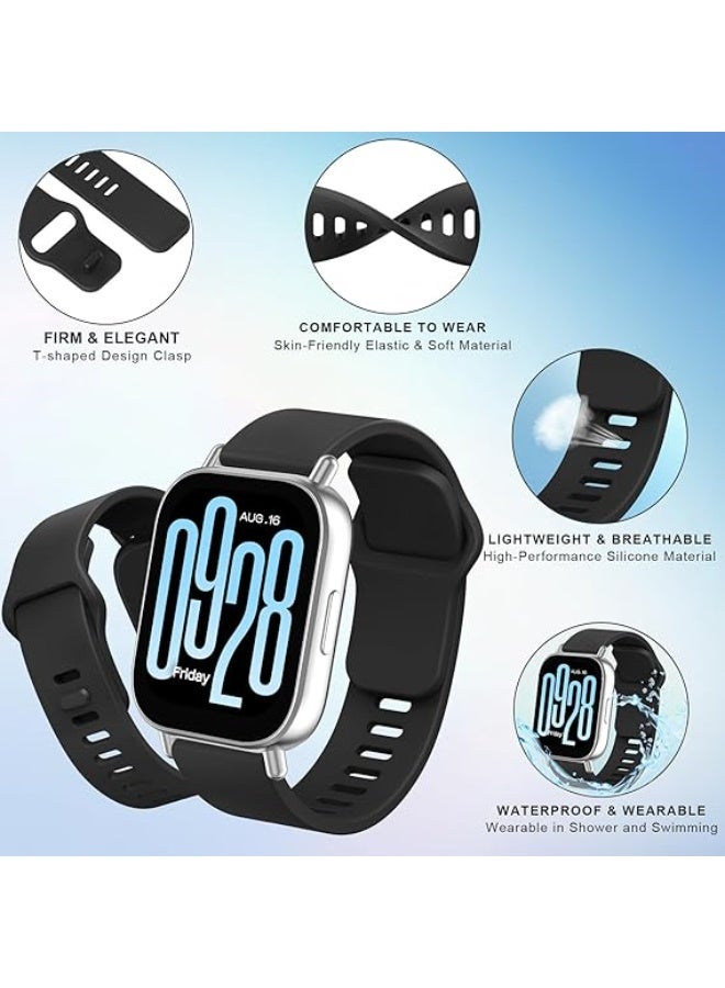 حَبْل تِك 4 قطع سيليكون حزام متوافق مع Redmi Watch 5 Active / Redmi Watch 5 Lite (أسود + أزرق + أخضر + أبيض) - Image 2