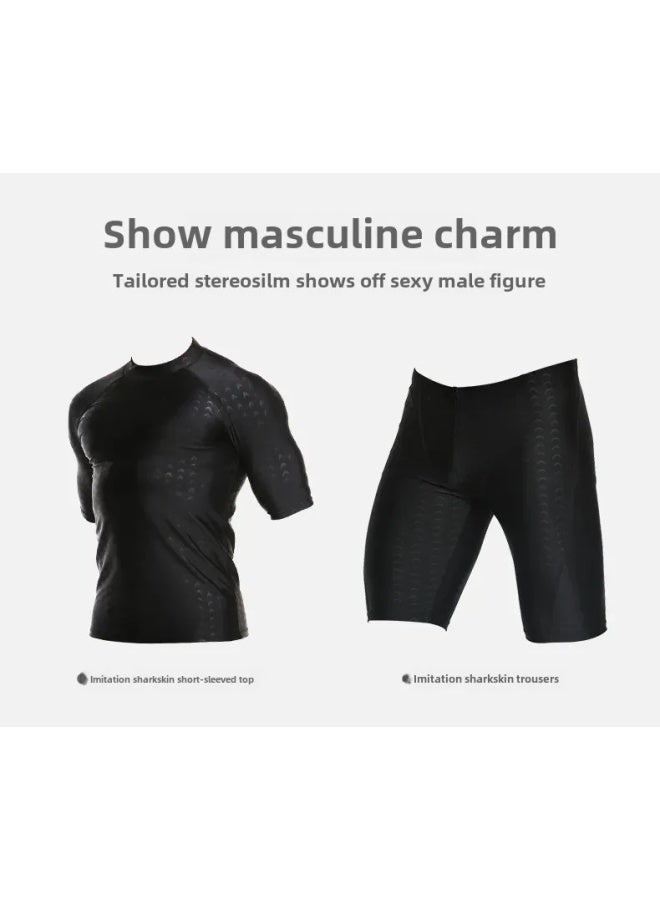 إسكدنيا Men's Swimming Suit Split Suit Swimming Suit Stretch Nylon Five Men's Swimming Trunks Swimming Cap Swimming Goggles Swimming Equipment-Color:Swimming Trunks + Swimming Cap + Storage Bag- - Image 3