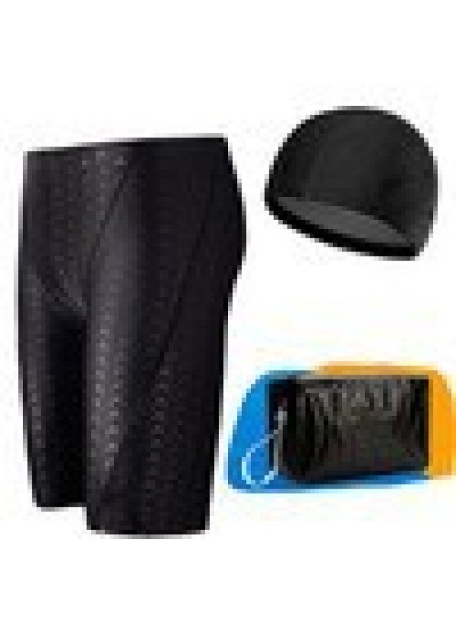 إسكدنيا Men's Swimming Suit Split Suit Swimming Suit Stretch Nylon Five Men's Swimming Trunks Swimming Cap Swimming Goggles Swimming Equipment-Color:Swimming Trunks + Swimming Cap + Storage Bag- - Image 1