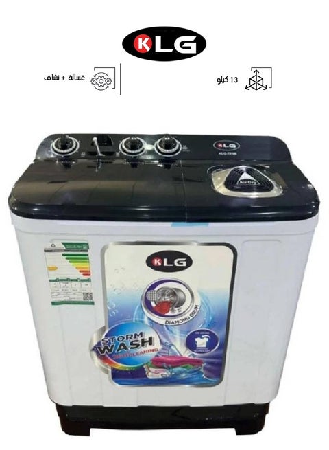 Twin Tub Washing Machine - 13 Kg - Top Loading - Black/White - KLG-TT15B