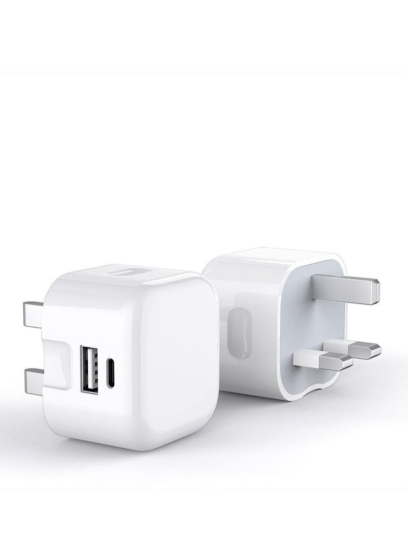 20W Dual Port USB + Type C Fast Charger Plug for Samsung Galaxy S23 Series – UK Wall Adapter for Rapid Charging (White) - Image 5