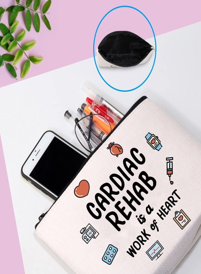 GJTIM Cardiac Rehab Gift Cardiologist Gift Cardiac Rehab Nurse Gift Cardiac Rehab Is A Work Of Heart Makeup Zipper Pouch (Cardiac Rehab Bag) - Image 4
