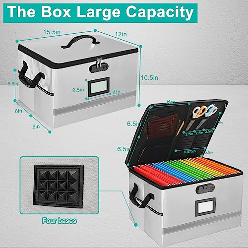 EXLIFBAG File Organizer, Fireproof File Box with Lids, Important Document Organizer Box with Lock, Portable File Folder Organizer with Handle - Image 3