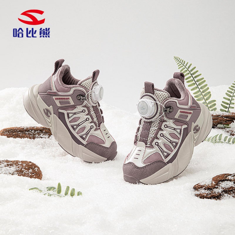 Habib Bear Fleece-Lined Boys Outdoor Sneaker Winter Girls Warm Cotton Shoes Light Button Shoes A Generation Of Hair - Image 4